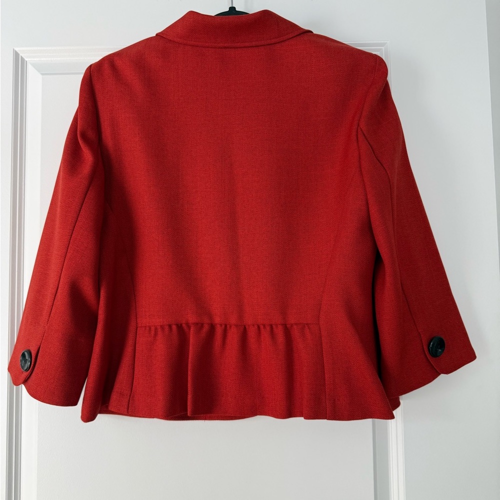 Perceptions Red Cropped Button-Front Blazer - Picture 6 of 9
